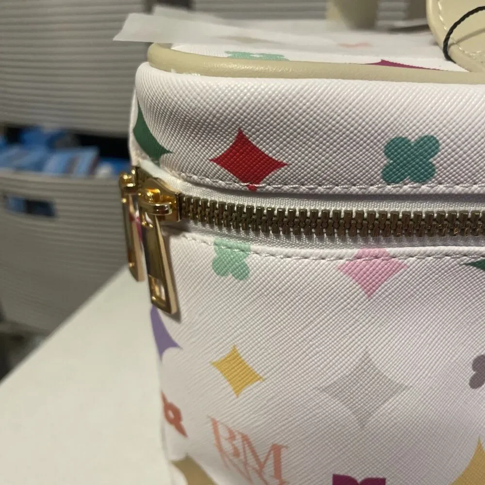 Badgley Mischka Print Vinyl Cosmetic Train / Travel Case / Bag
